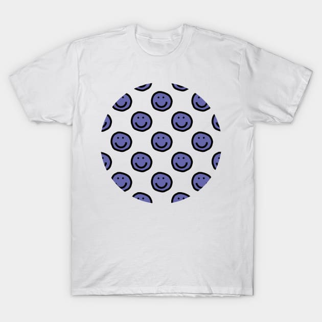 Very Peri Periwinkle Happy Smiley Face Pattern Color of the Year 2022 T-Shirt by ellenhenryart